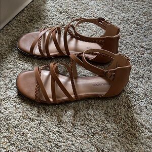 Maurices Tan Braided Strappy Sandals